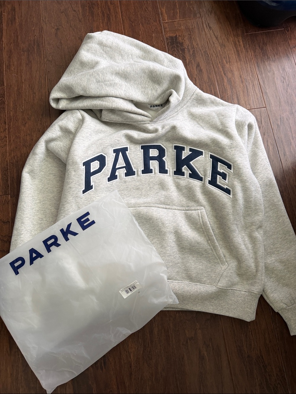 PARKE Gray Hoodie with Navy Lettering